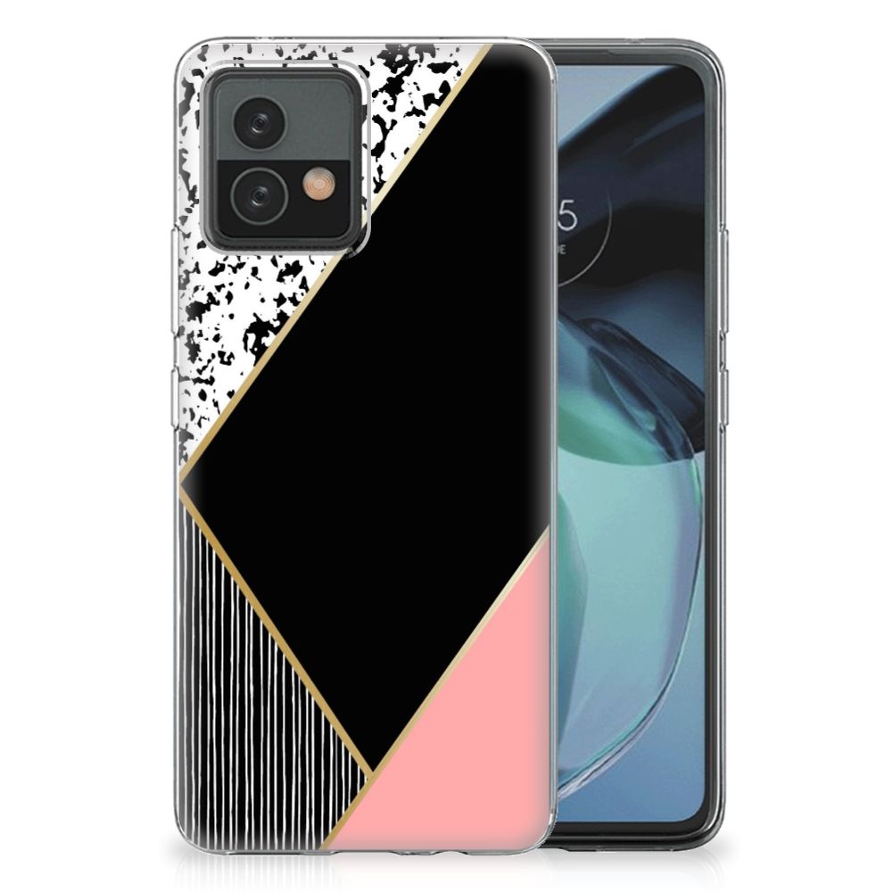 Motorola Moto G72 TPU Hoesje Zwart Roze Vormen B2C Telecom