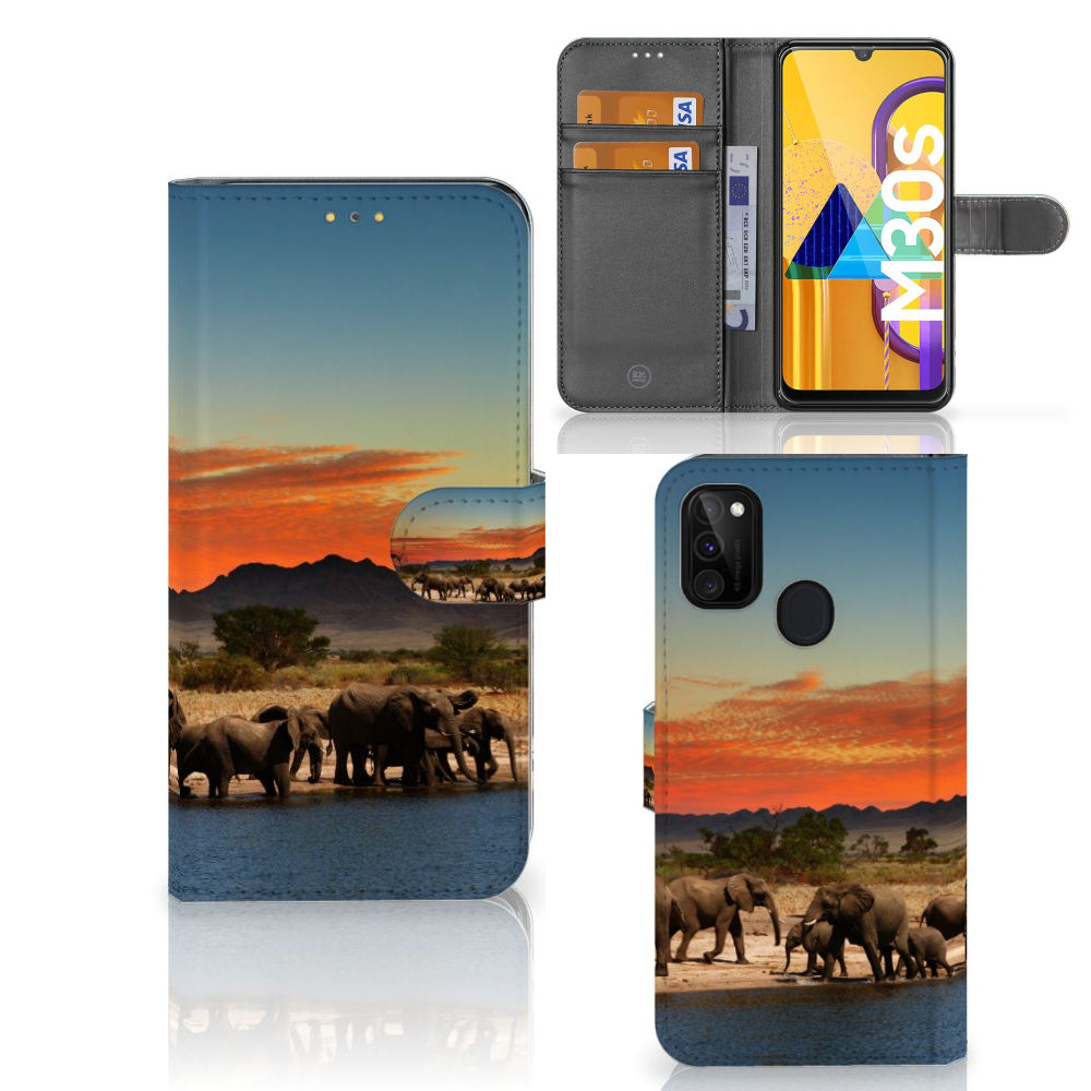Samsung Galaxy M21 | M30s Telefoonhoesje met Pasjes Olifanten