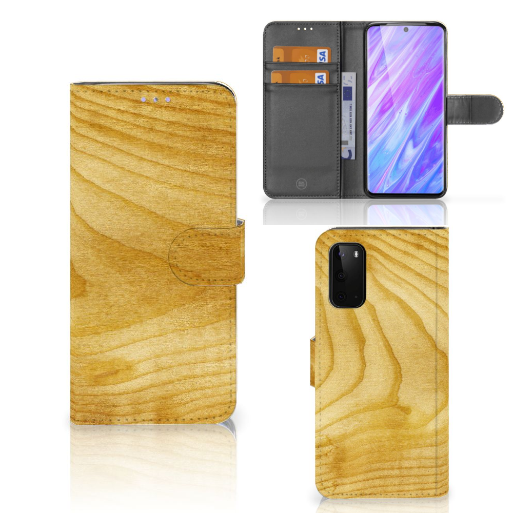 Samsung Galaxy S20 Book Style Case Licht Hout