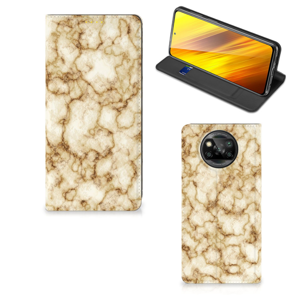 Xiaomi Poco X3 Pro | Poco X3 Standcase Marmer Goud - B2C Telecom