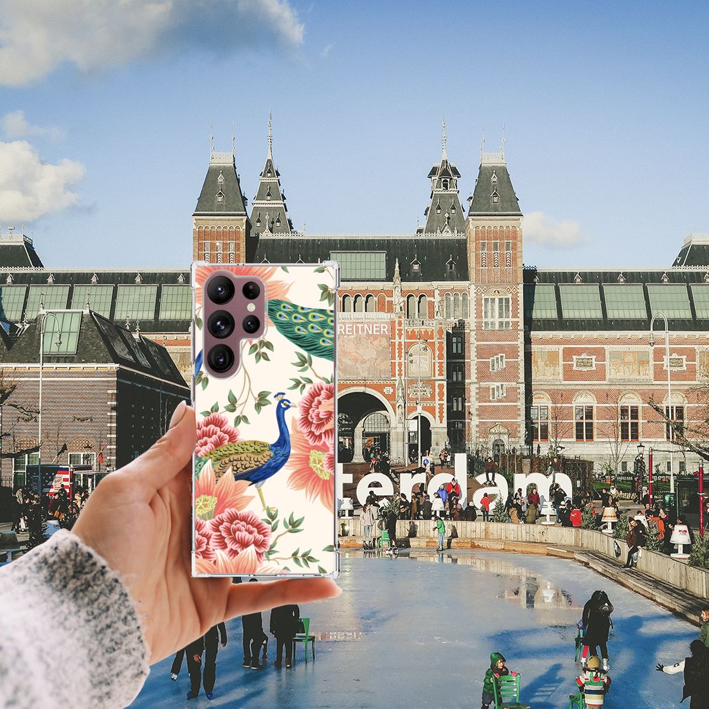 Case Anti-shock voor Samsung Galaxy S23 Ultra Pink Peacock B2C Telecom