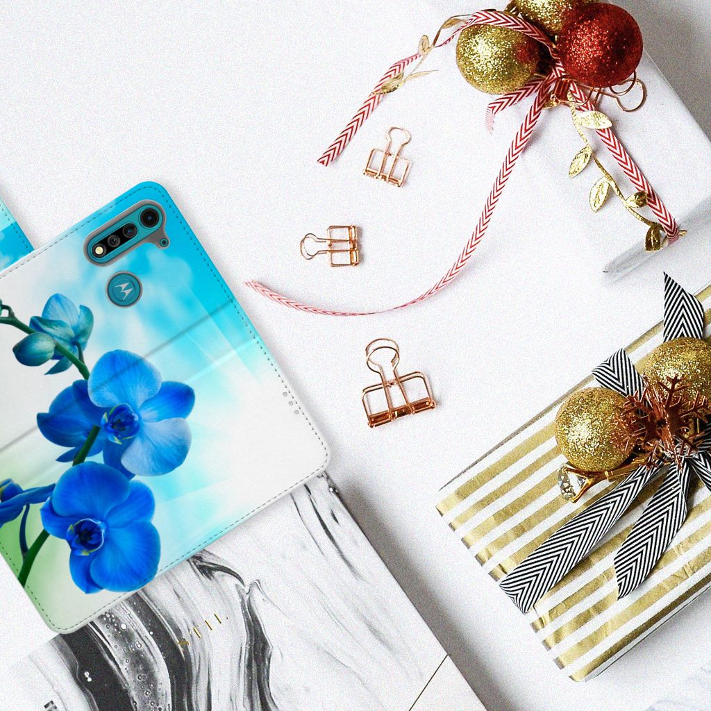 Motorola G8 Power Lite Hoesje Orchidee Blauw - Cadeau voor je Moeder