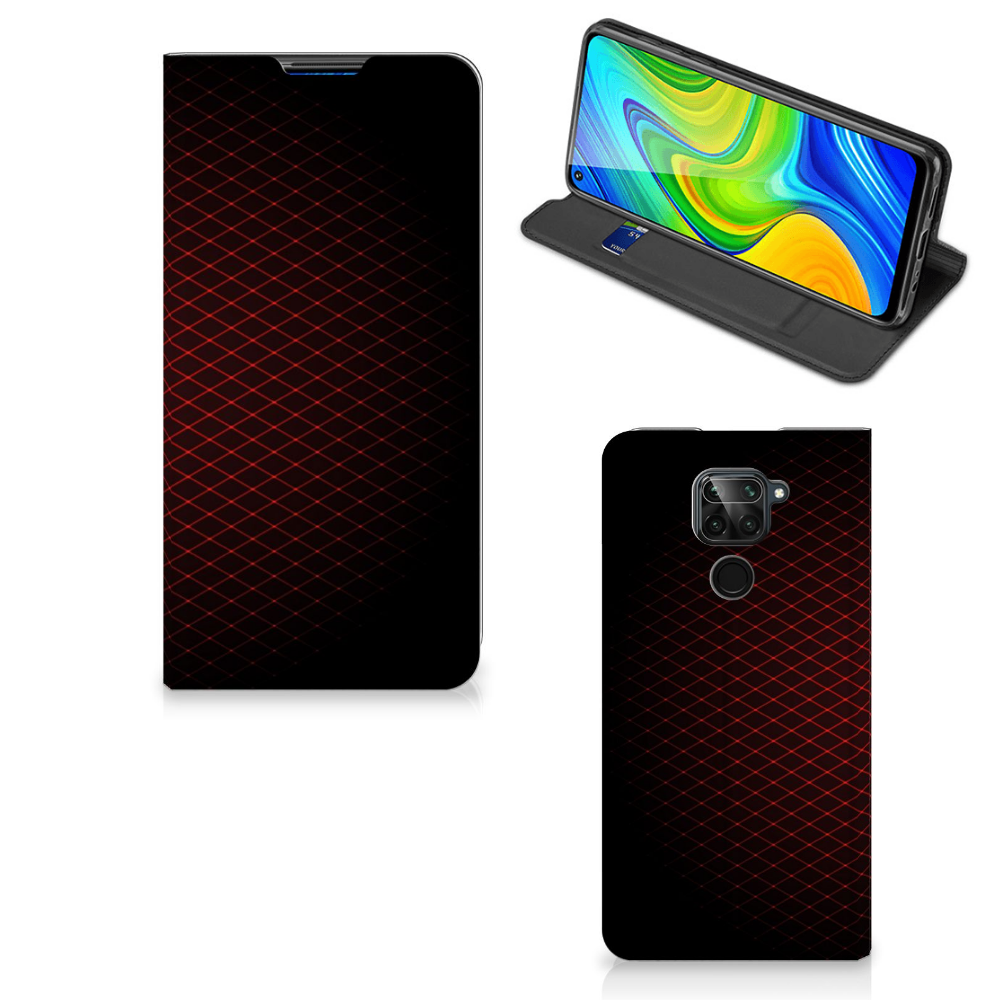 Xiaomi Redmi Note 9 Hoesje met Magneet Geruit Rood - B2C Telecom