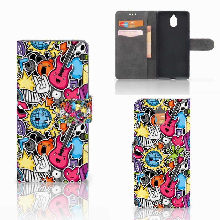 Nokia 3.1 (2018) Wallet Case met Pasjes Punk Rock