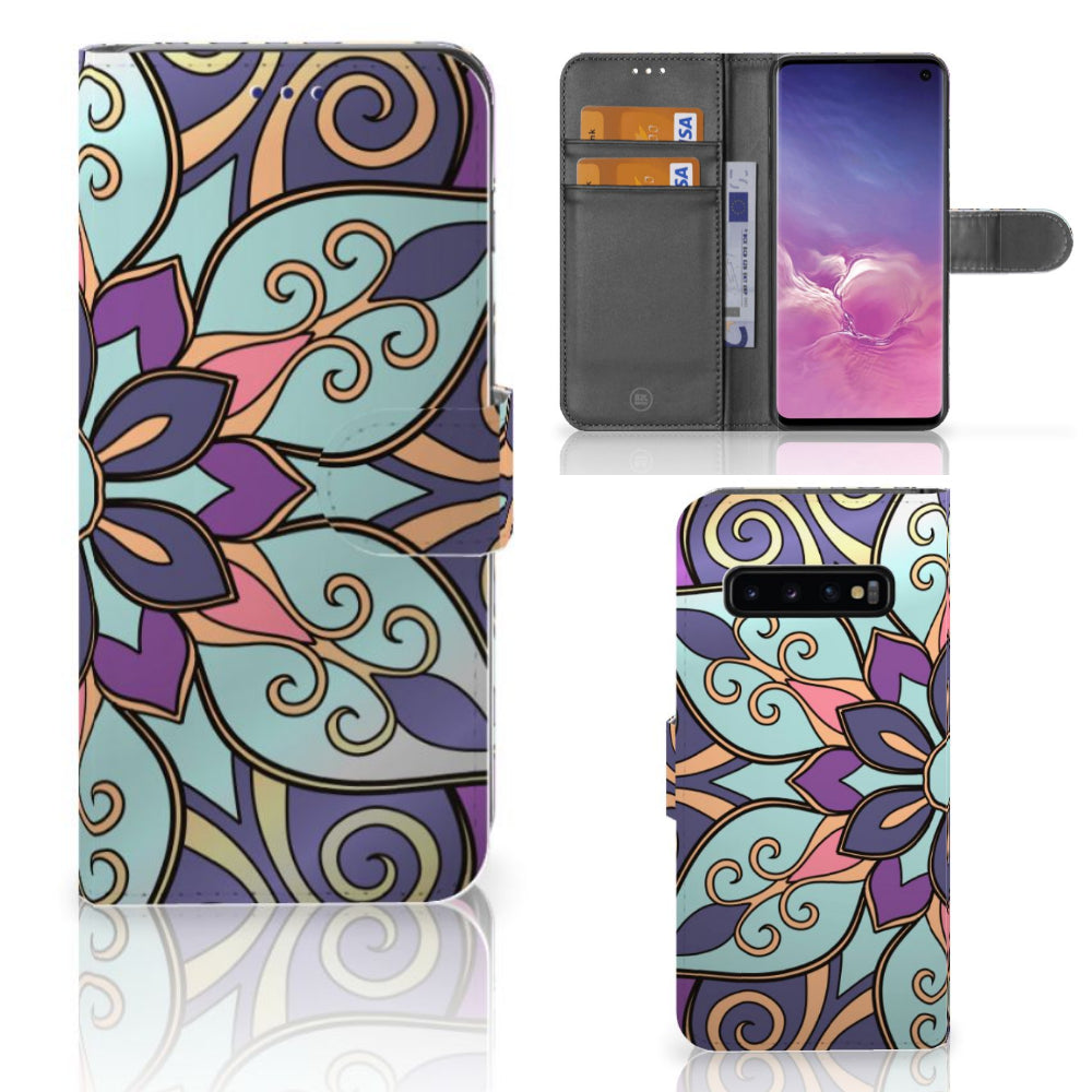 Samsung Galaxy S10 Hoesje Purple Flower