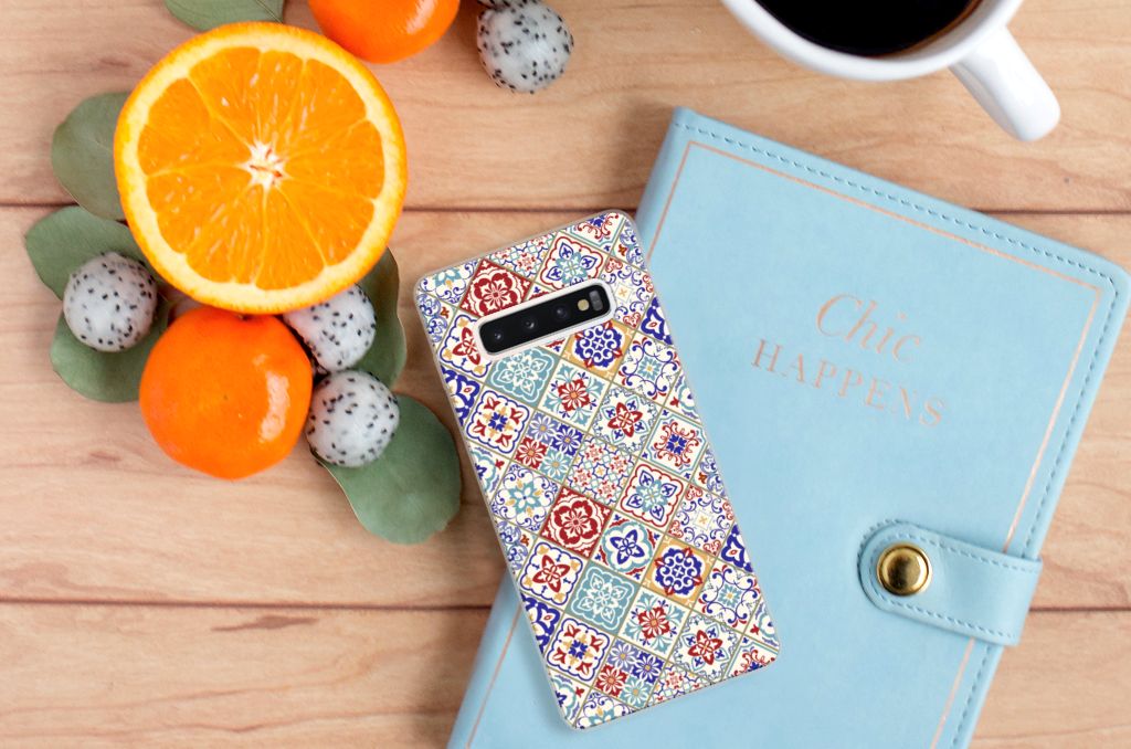 Samsung Galaxy S10 Plus TPU Siliconen Hoesje Tiles Color
