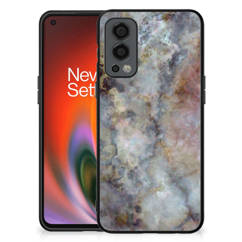 OnePlus Nord 2 Marmeren Print Telefoonhoesje Marmer Grijs
