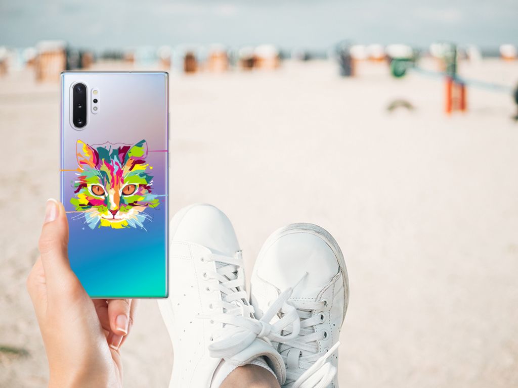 Samsung Galaxy Note 10 Plus Telefoonhoesje met Naam Cat Color