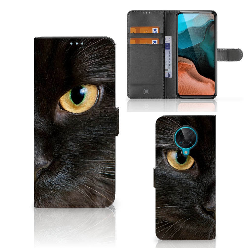 Xiaomi Poco F2 Pro Telefoonhoesje met Pasjes Zwarte Kat