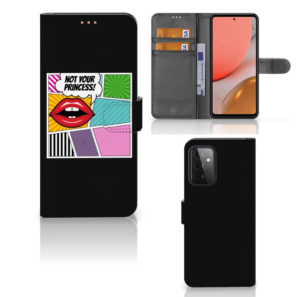 Samsung Galaxy A72 Wallet Case met Pasjes Popart Princess