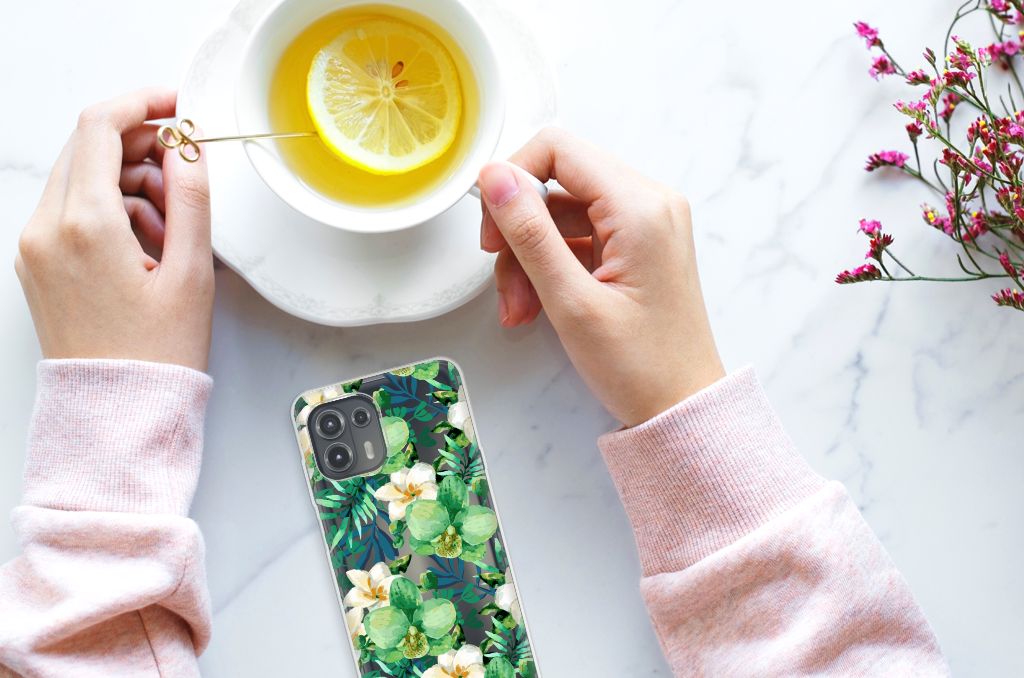 Motorola Edge 20 Lite TPU Case Orchidee Groen B2C Telecom