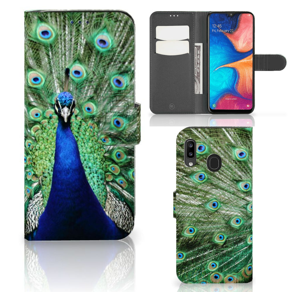 Samsung Galaxy A30 Telefoonhoesje met Pasjes Pauw