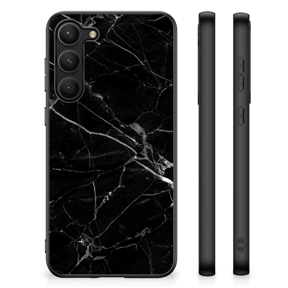 Samsung Galaxy S23 Plus Marmeren Print Telefoonhoesje Marmer Zwart - Origineel Cadeau Vader