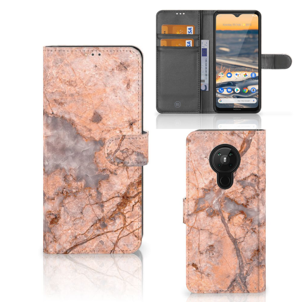 Nokia 5.3 Bookcase Marmer Oranje