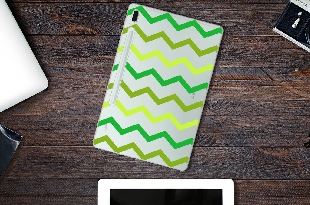 Samsung Galaxy Tab S7FE Hippe Hoes Zigzag Groen - B2C Telecom