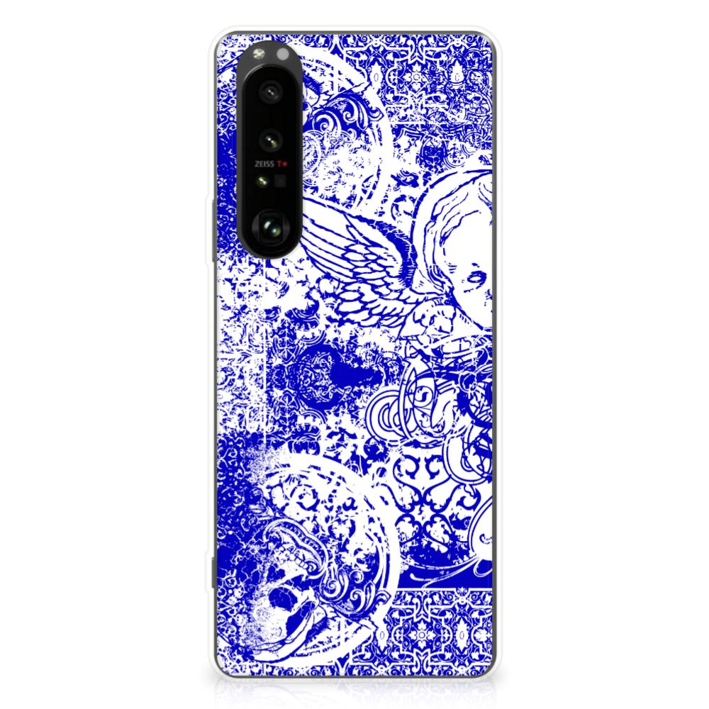 Silicone Back Case Sony Xperia 1 III Angel Skull Blauw