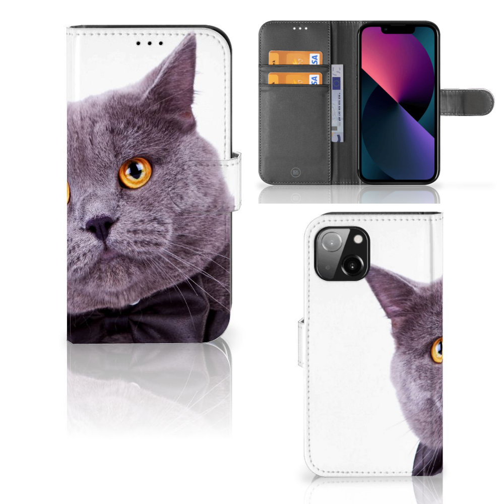 Apple iPhone 13 Telefoonhoesje met Pasjes Kat