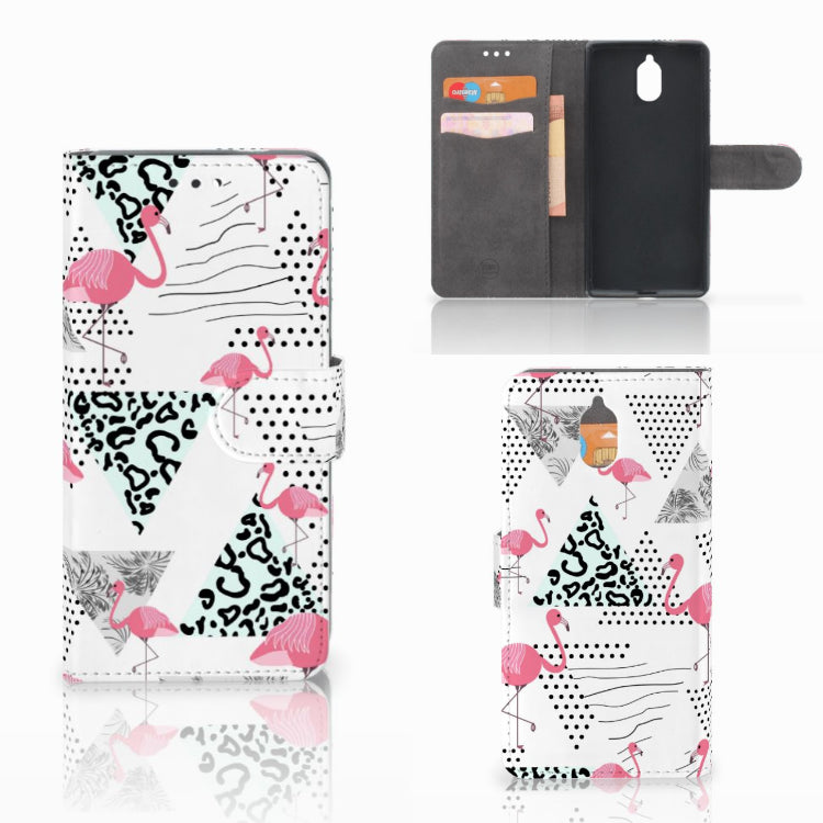 Nokia 3.1 (2018) Telefoonhoesje met Pasjes Flamingo Triangle
