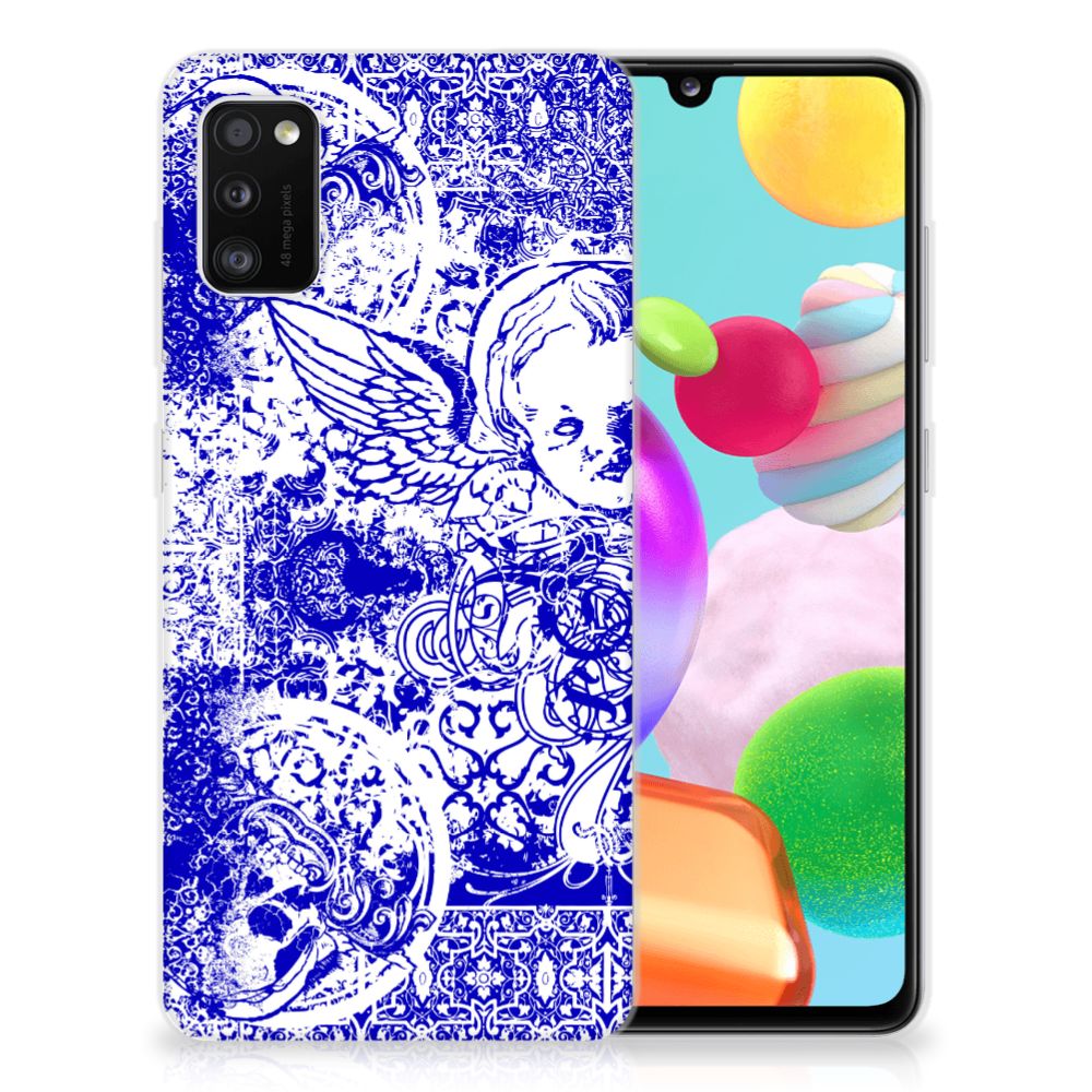Silicone Back Case Samsung Galaxy A41 Angel Skull Blauw B2C Telecom