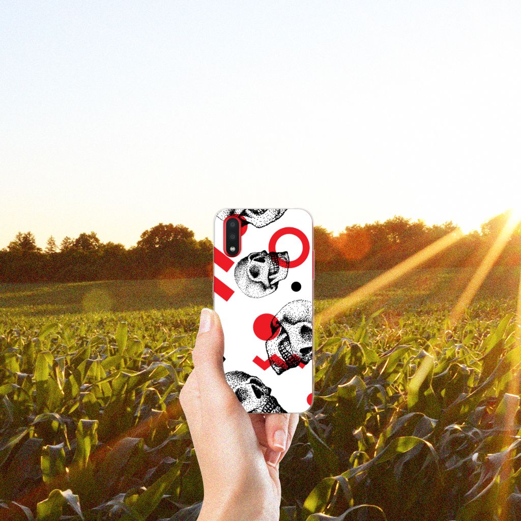 Silicone Back Case Samsung Galaxy A01 Skull Red B2C Telecom