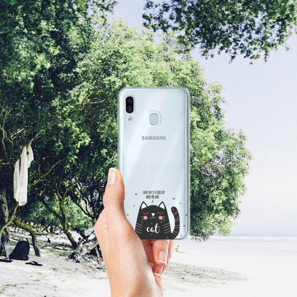 Samsung Galaxy A30 Telefoonhoesje met Naam Cat Good Day