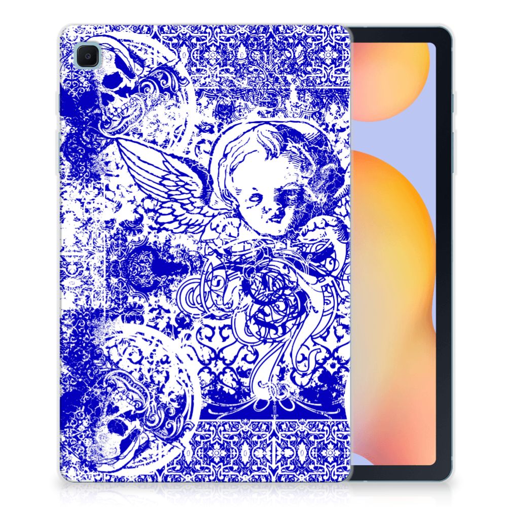 Tablet BackCover Samsung Galaxy Tab S6 Lite | S6 Lite (2022) Angel Skull Blauw - B2C Telecom