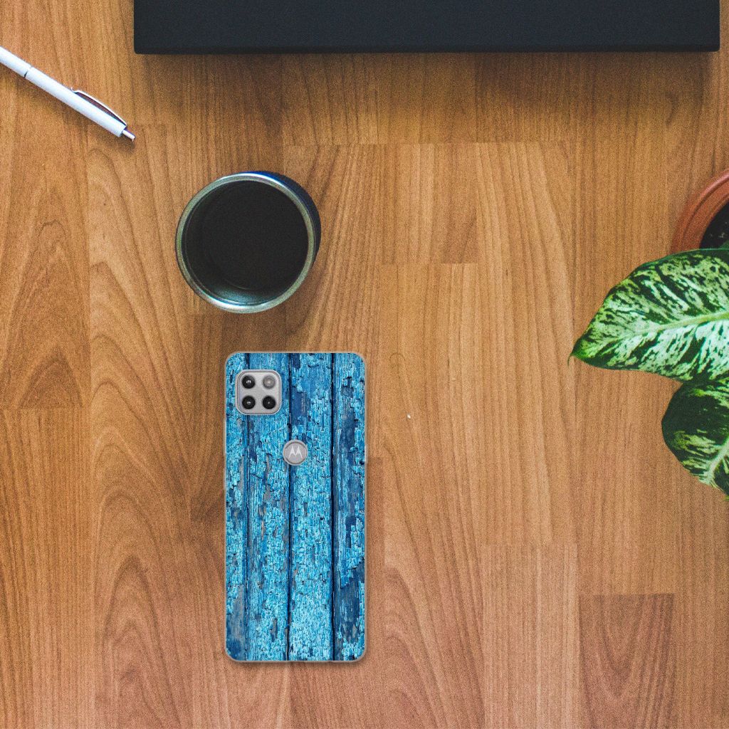 Motorola Moto G 5G Bumper Hoesje Wood Blue B2C Telecom