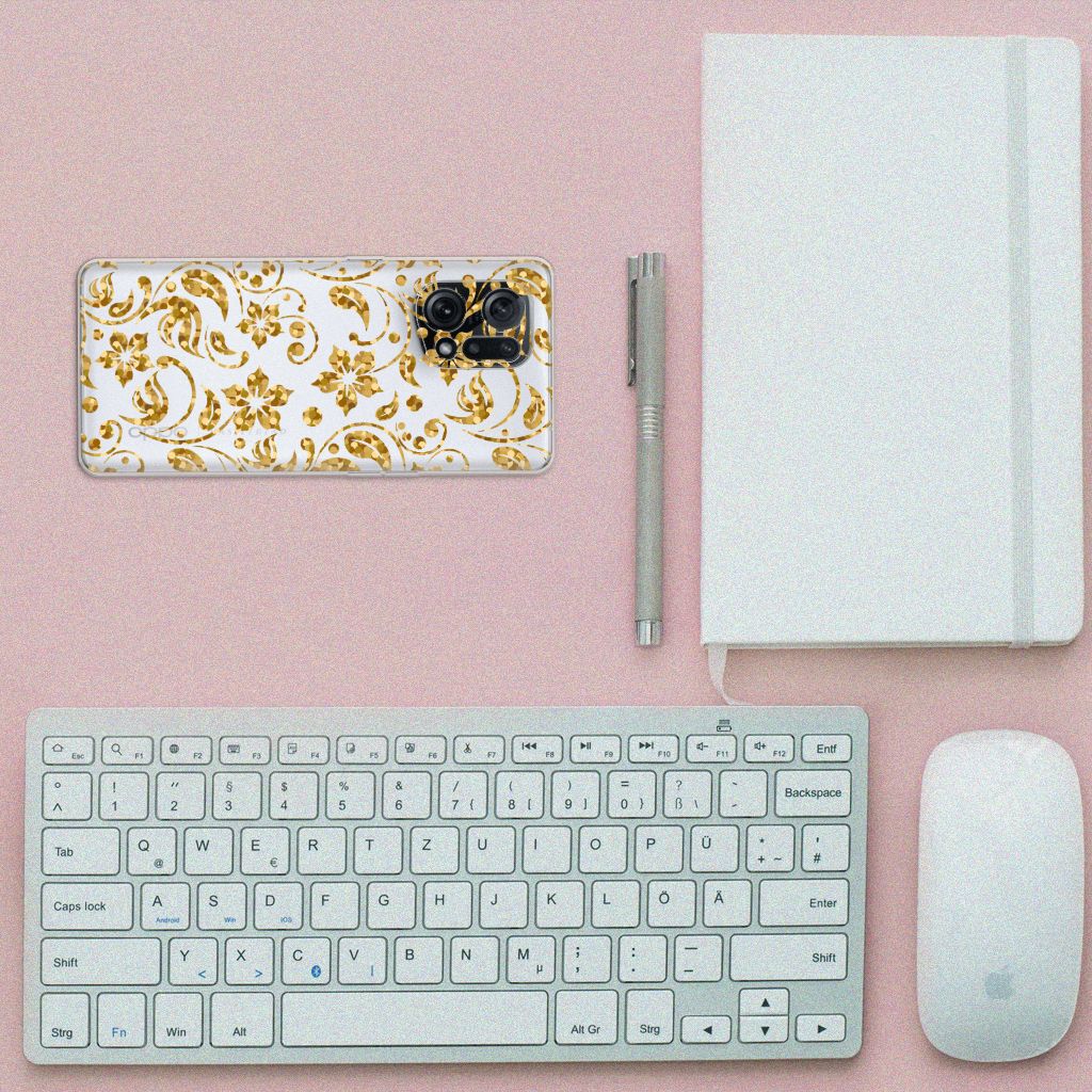 OPPO Find X5 TPU Case Gouden Bloemen