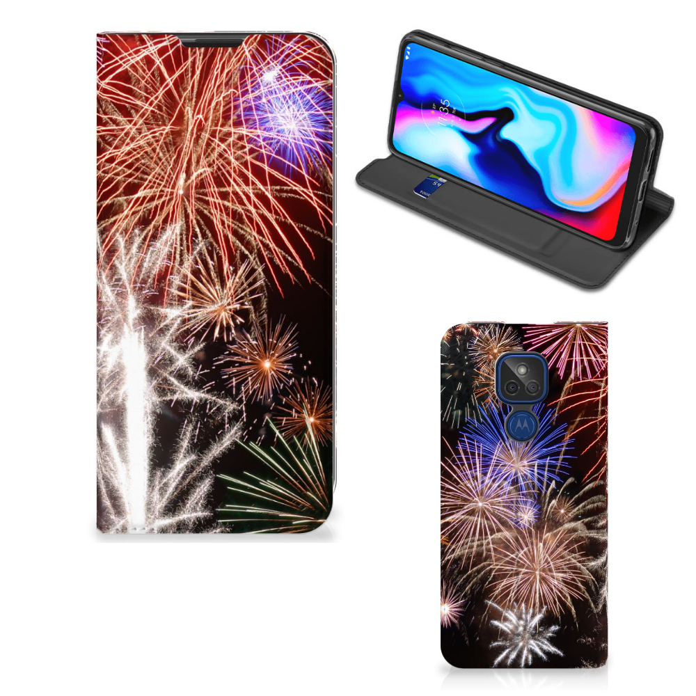 Motorola Moto G9 Play Hippe Standcase Vuurwerk - B2C Telecom