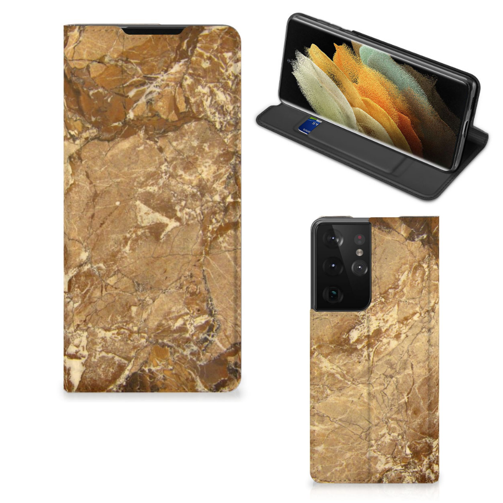 Samsung Galaxy S21 Ultra Standcase Marmer Creme - B2C Telecom