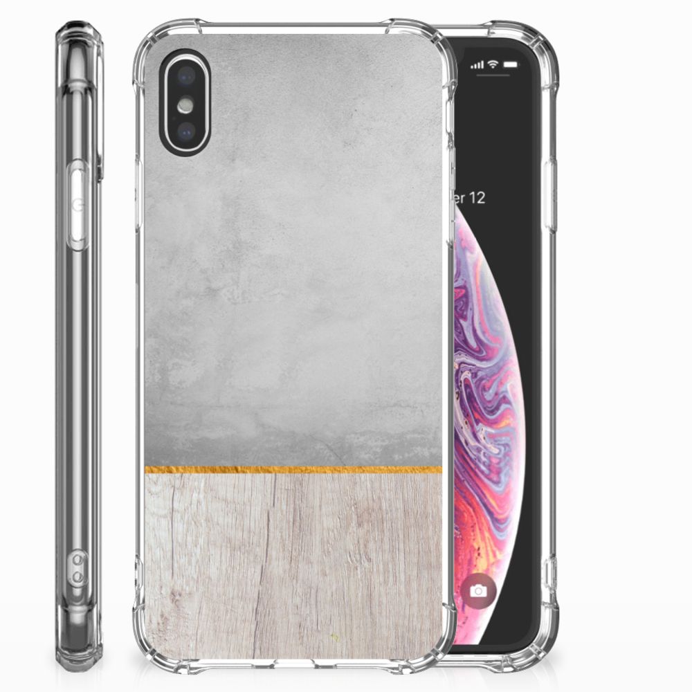 Apple iPhone Xs Max Stevig Telefoonhoesje Wood Concrete