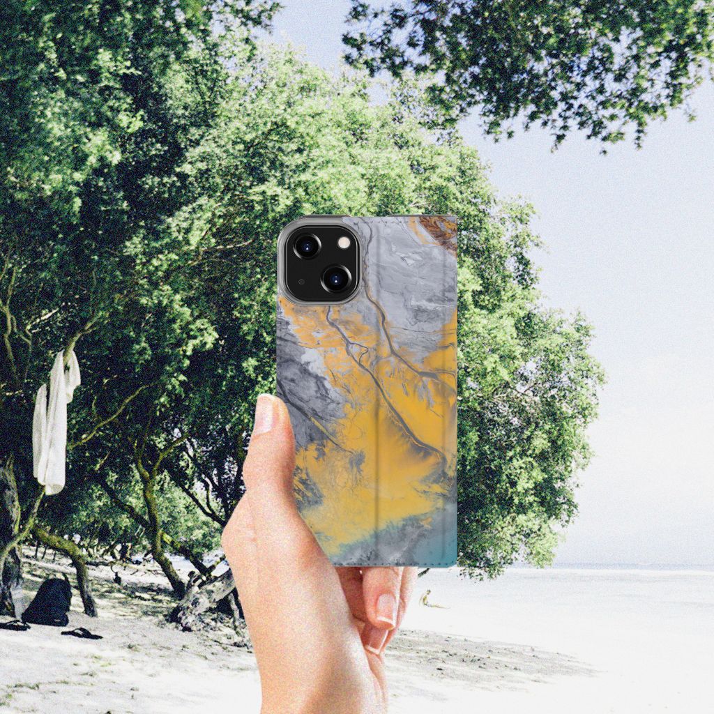 iPhone 14 Standcase Marble Blue Gold - B2C Telecom