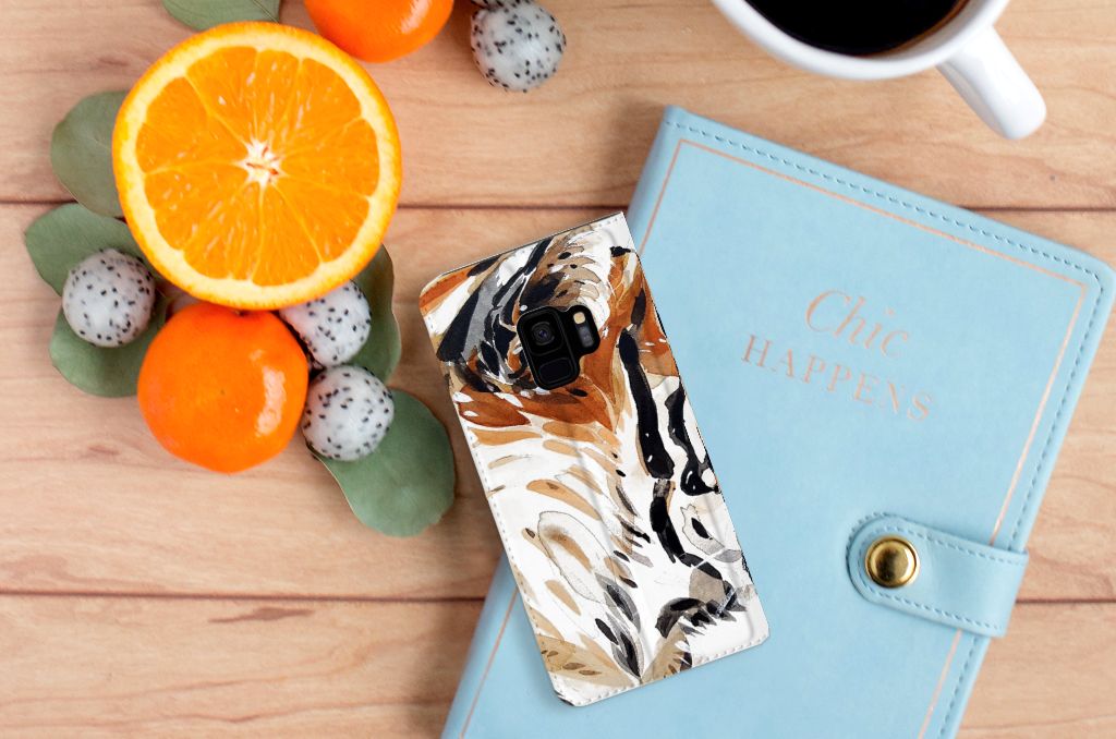 Bookcase Samsung Galaxy S9 Watercolor Tiger