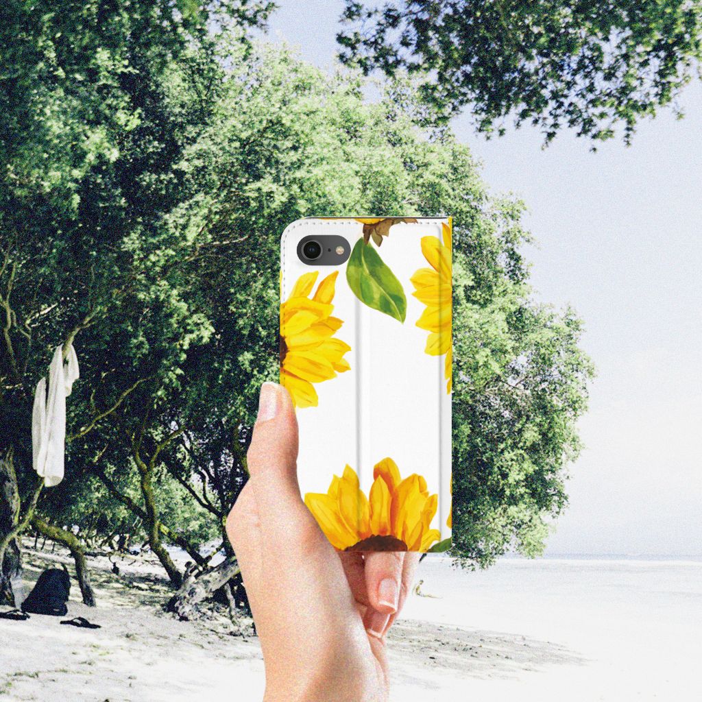 Smart Cover voor iPhone 7 | 8 | SE (2020) | SE (2022) Zonnebloemen - B2C Telecom