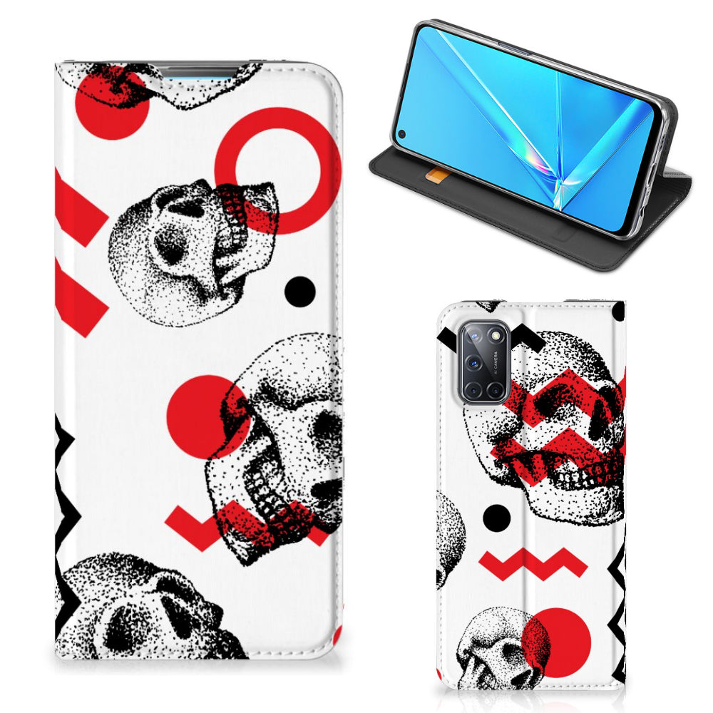 Mobiel BookCase OPPO A52 | A72 Skull Red
