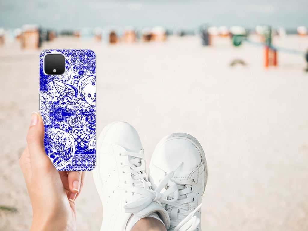 Silicone Back Case Google Pixel 4 Angel Skull Blauw B2C Telecom