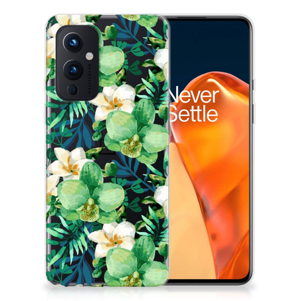 OnePlus 9 TPU Case Orchidee Groen B2C Telecom