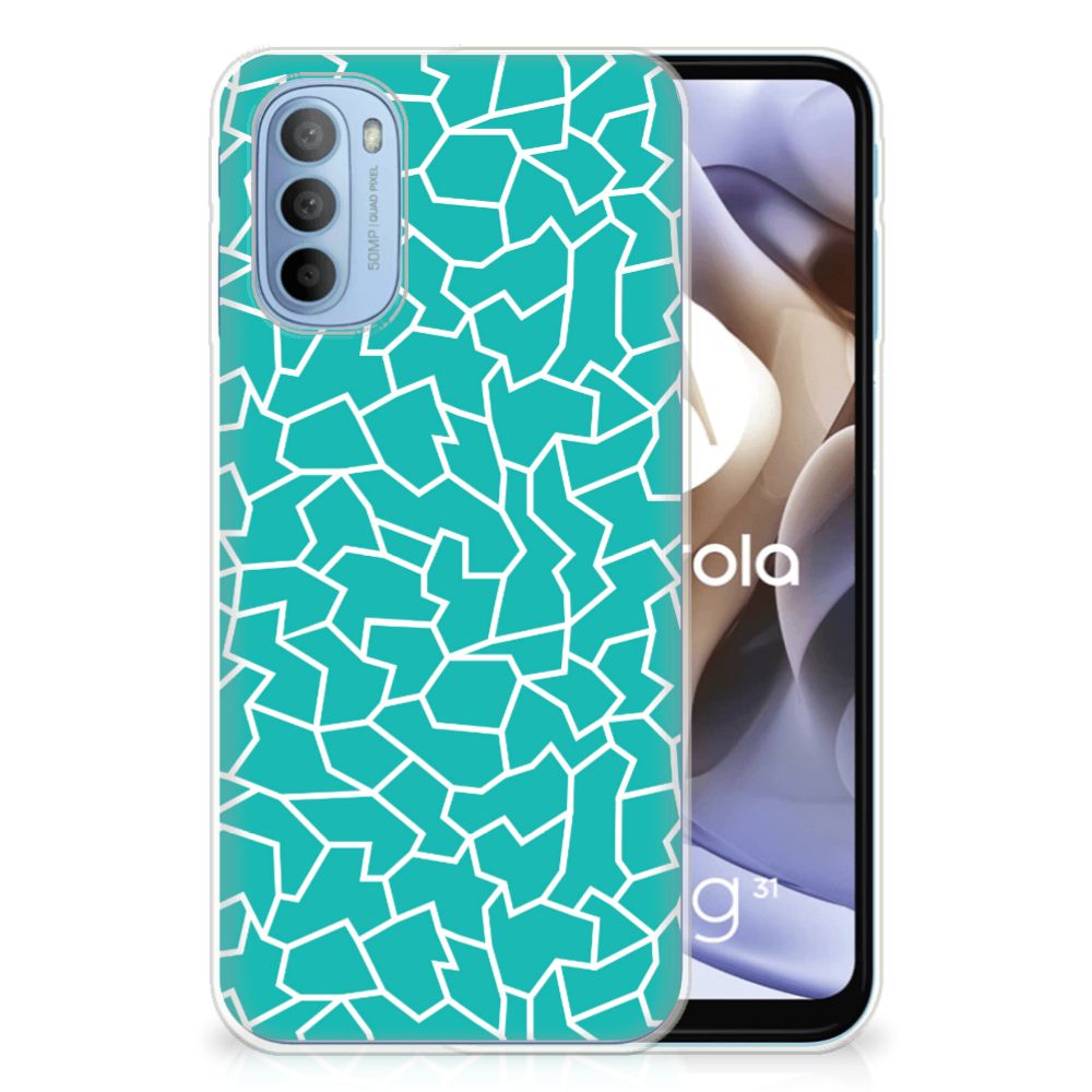 Motorola Moto G31 | G41 Hoesje maken Cracks Blue B2C Telecom