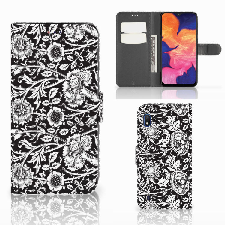 Samsung Galaxy A10 Hoesje Black Flowers