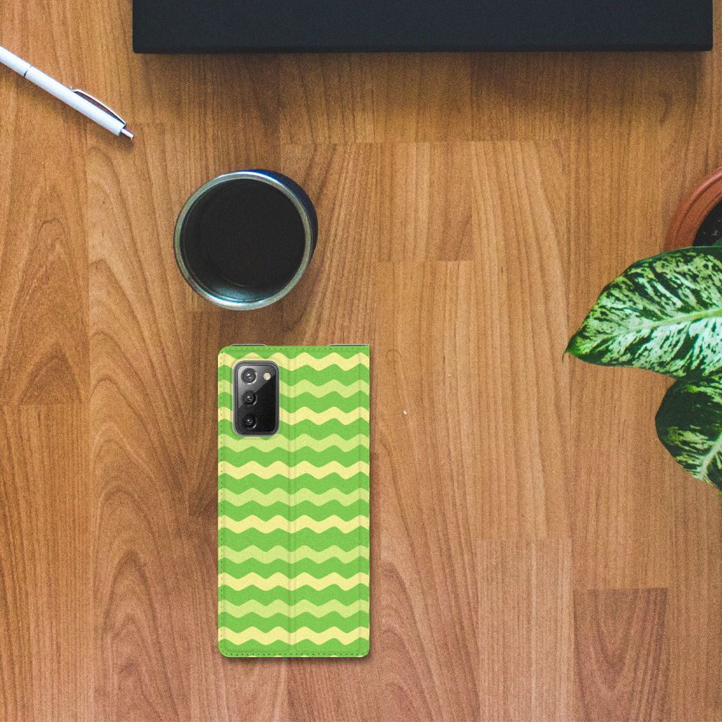 Samsung Galaxy Note20 Hoesje met Magneet Waves Green - B2C Telecom