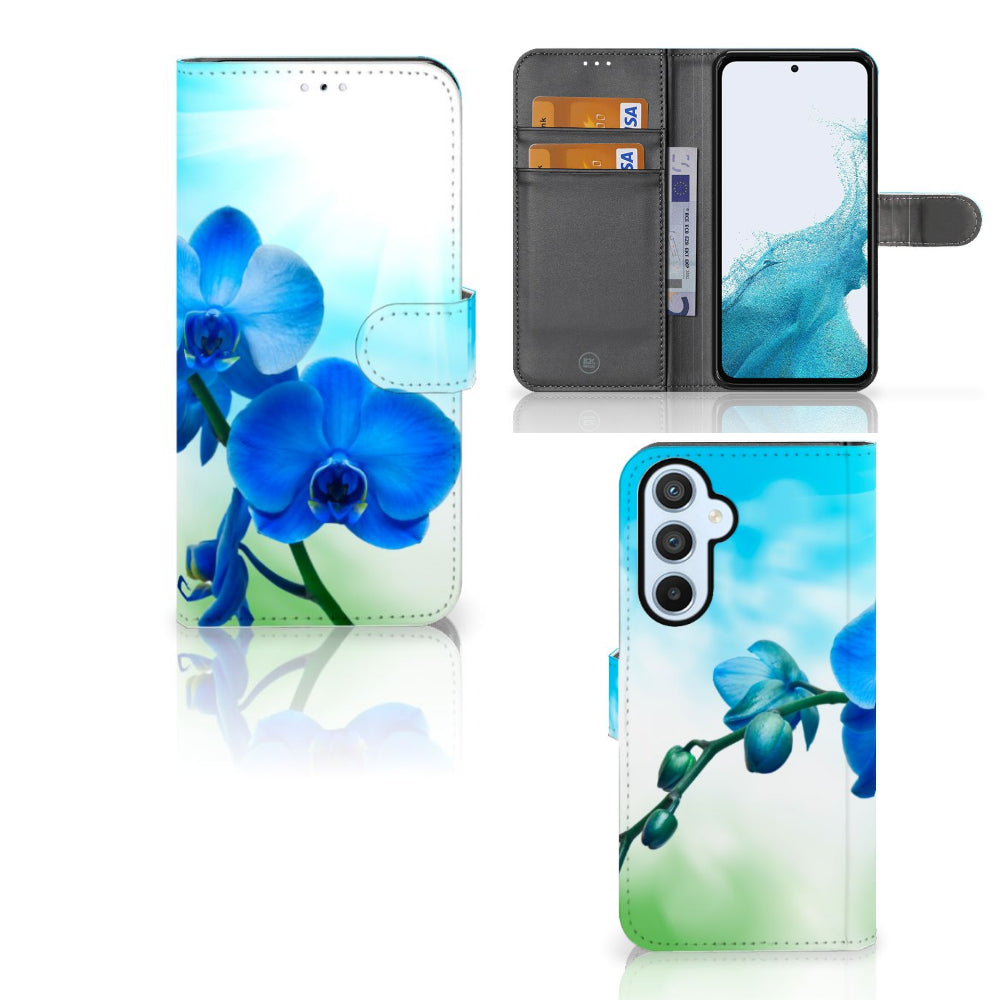 Samsung Galaxy A54 5G Hoesje Orchidee Blauw - Cadeau voor je Moeder
