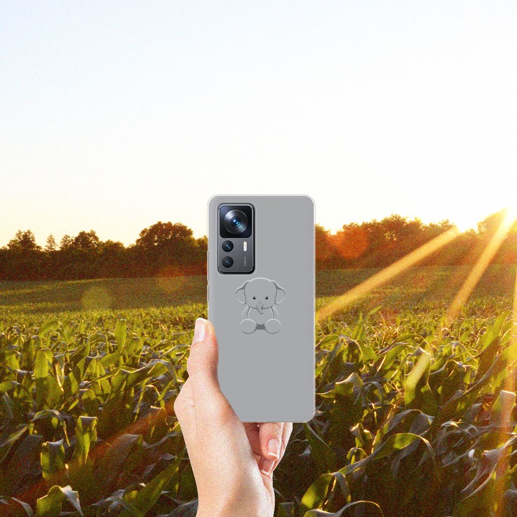 Xiaomi 12T | 12T Pro Telefoonhoesje met Naam Grijs Baby Olifant B2C Telecom