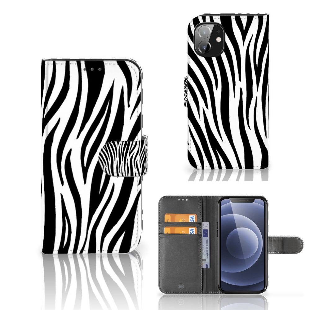 Apple iPhone 12 Mini Telefoonhoesje met Pasjes Zebra