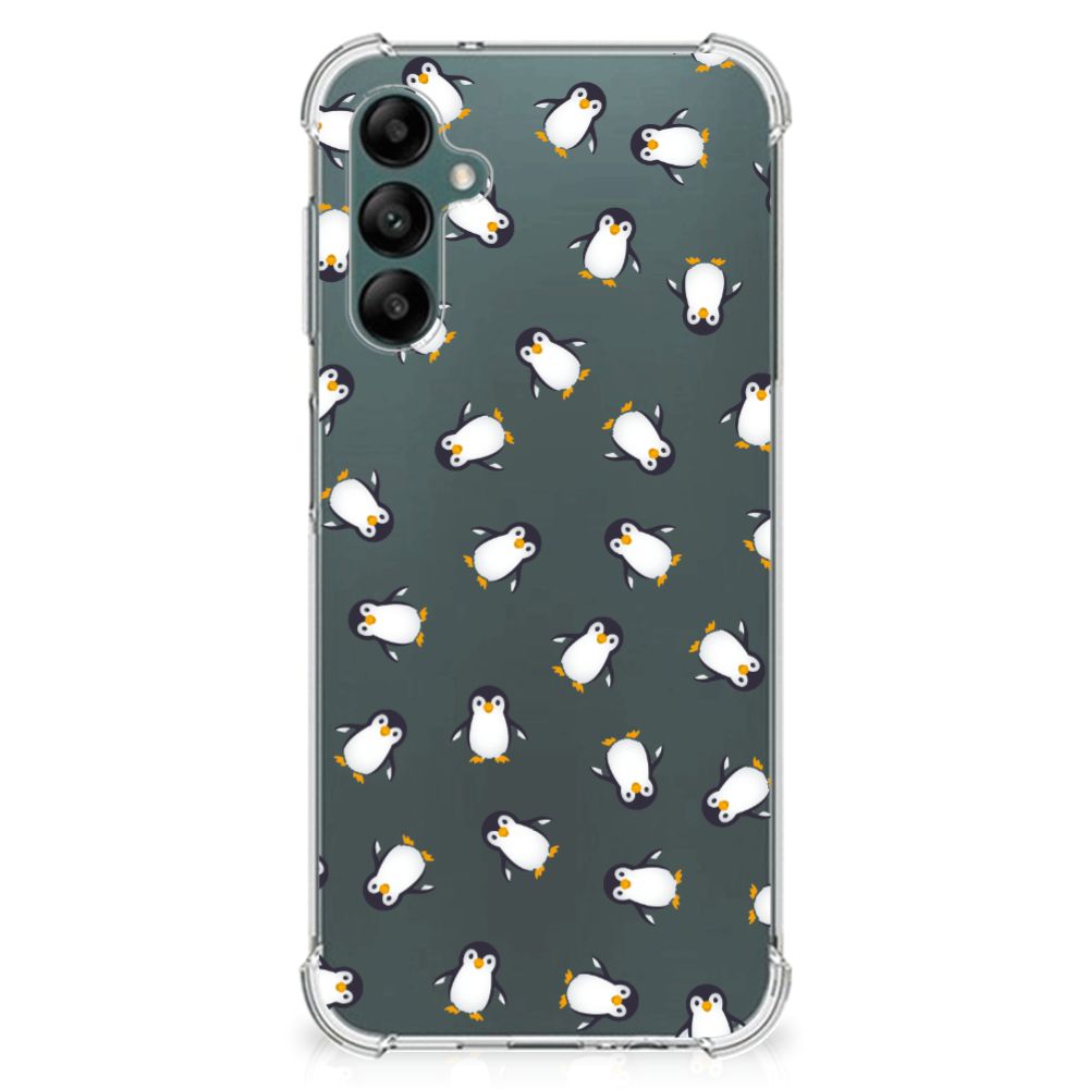 Doorzichtige Silicone Hoesje voor Samsung Galaxy A14 5G/4G Pinguïn met schattige pinguïns patroon.