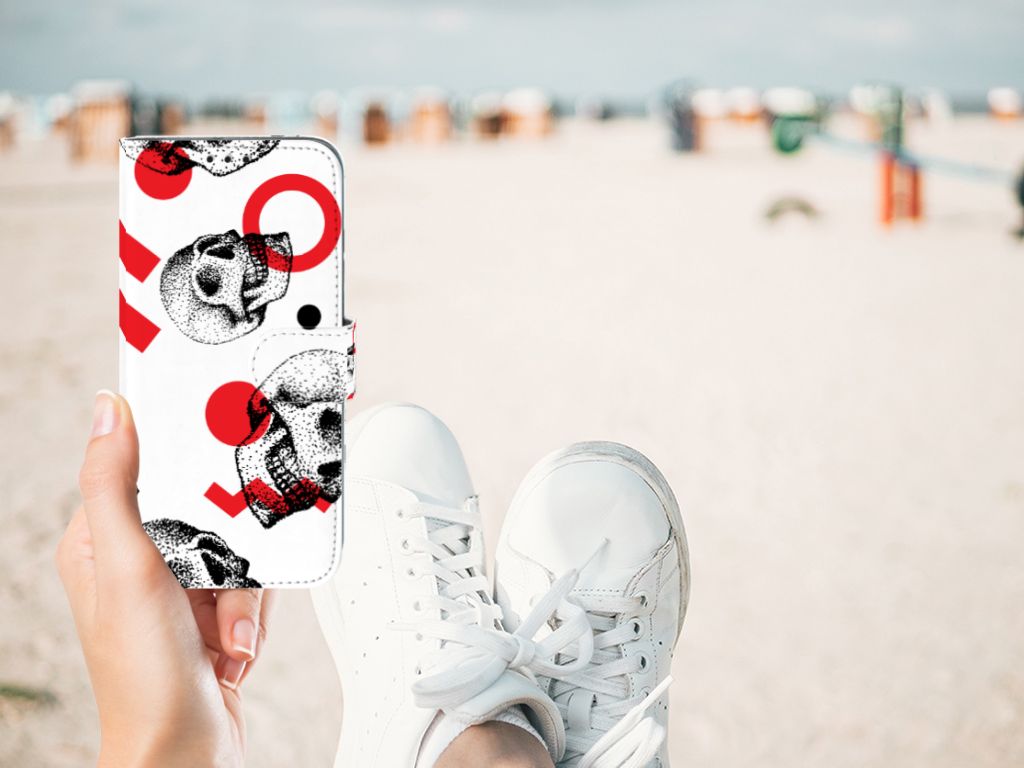 Telefoonhoesje met Naam Honor 10 Lite Skull Red