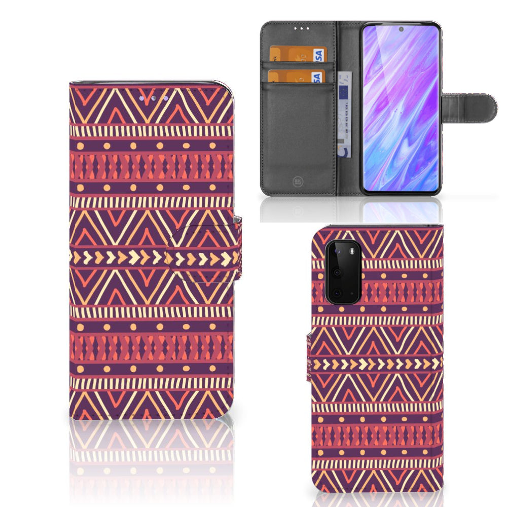 Samsung Galaxy S20 Telefoon Hoesje Aztec Paars