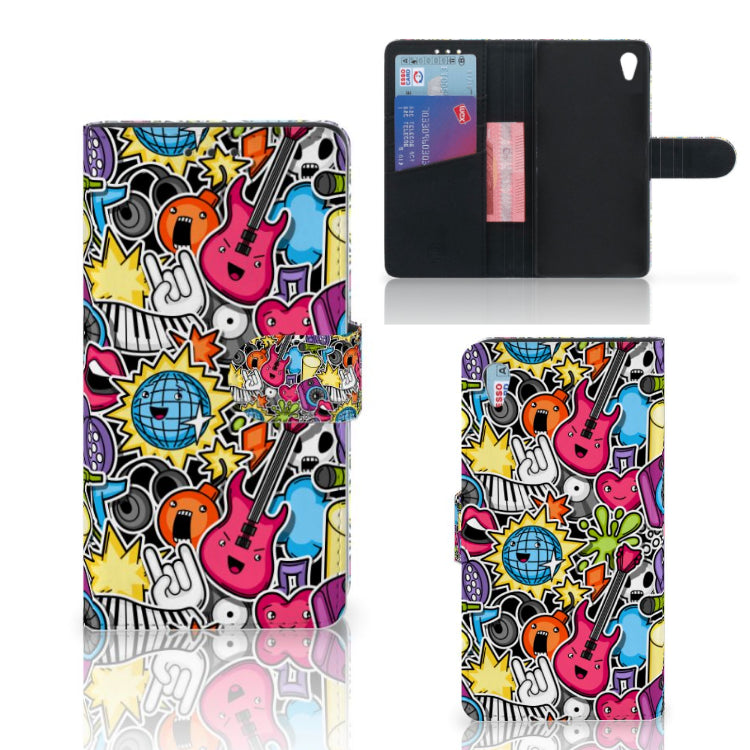 Sony Xperia Z3 Wallet Case met Pasjes Punk Rock