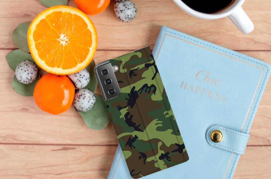 Samsung Galaxy S21 Plus Hoesje met Magneet Army Dark - B2C Telecom