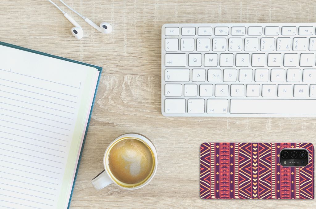 OPPO A54 5G | A74 5G | A93 5G Hoesje met Magneet Aztec Paars - B2C Telecom