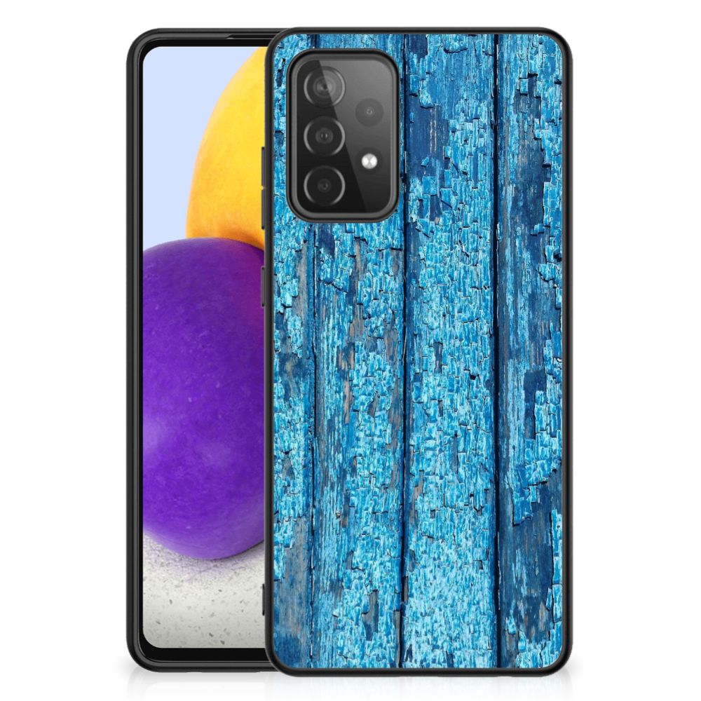 Samsung Galaxy A72 (5G/4G) Houten Print Telefoonhoesje Wood Blue